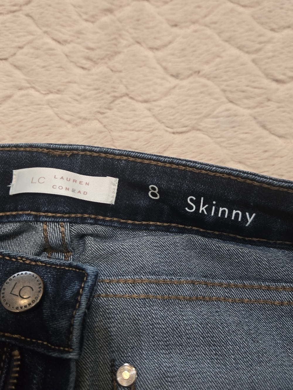 LC Lauren Conrad Dark Wash Skinny Straight Leg Jeans, Size 8 - Picture 2 of 7